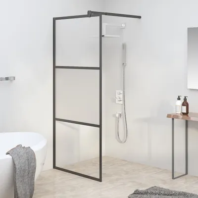Produktbild von "2026 Promotion" Duschwand für Walk-In Dusche 90x195 cm ESG Halbmattiert Schwarz - Duschabtrennungen CC1553