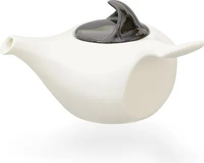 Produktbild von tea4chill Teekanne mit seitlicher Griff 750ml, weiß/schwarz, Japanstil aus Porzellan