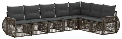 Immagine prodotto di Set divano da giardino 7 pezzi in polyrattan grigio e grigio scuro