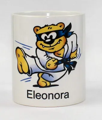 Produktbild von Tasse mit Kampfsportbär und Name