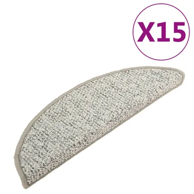 Image de vidaXL Tapis d'escalier 15 pcs. Gris clair 56x17x3 cm