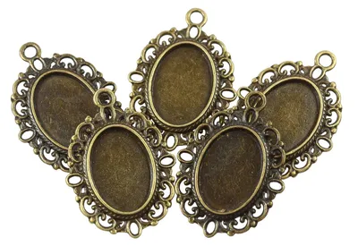 Anhänger m. Fassung, 33,5x24x2mm, oval antik bronze
