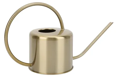 Gießkanne 1300 ml, langer Ausguss, Edelstahl/Messing