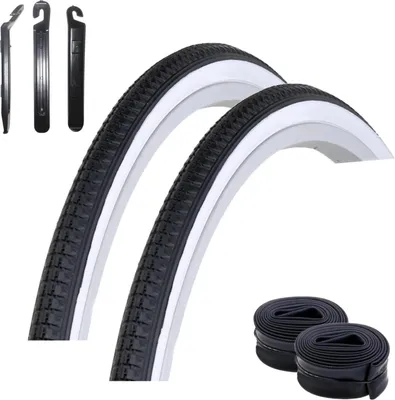 Immagine prodotto di Set di offerte / 2 pneumatici Kenda K-103 27" a parete bianca 32-630 (27 x 1 1/4) + 2 camere d'aria corrispondenti AV incl. leve per pneumatici maxxi4you