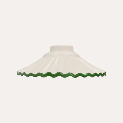 Immagine prodotto di KEYHOMESTORE | Paralume in Vetroceramica Bianco con Bordo Verde Ø.20 cm