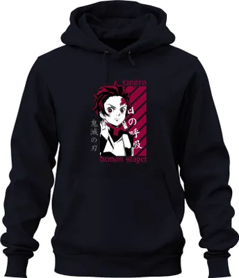 Produktbild von Tanjiro Demon Slayer Kimetsu no Yaiba Anime Geschenk Cosplay Uni Hoodie Kapuzenpullover, Navy, XXL
