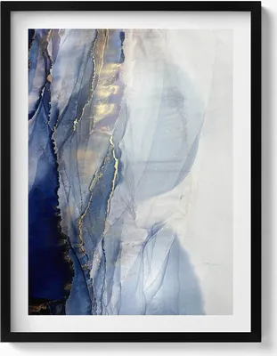 Produktbild von Abstrakt mit Gold– Wandbild mit Rahmen – Gerahmtes Bild  – Wanddekoration – 60x80 cm –  Schwarz Rahmen