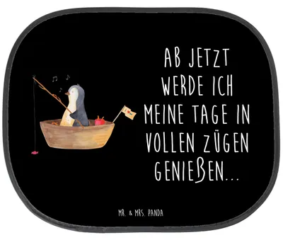 Produktbild von Mr. & Mrs. Panda auto hitzeschutz Pinguin Angelboot - Schwarz - Geschenk, Sonnenschutz, Boot, autofenster, saugnapf, Angeln, Autoscheibe, Pinguine, Scheidung, Leben