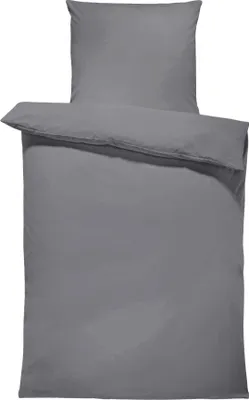 Produktbild von 4 teilig Bettwäsche 155x200 cm Uni anthrazit Komfortgröße Renforcé Baumwolle