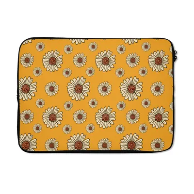 Produktbild von MuchoWow® Laptop Hülle 13 Zoll Muster - Vintage - Blumen - Gelb Laptoptasche - Laptophülle - Sleeve - Rundumschutz
