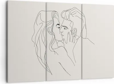 Produktbild von Bild auf Leinwand - Leinwandbild - 3 Teile - Art. Linie Kuss - 105x70cm - Wand Bild - Wanddeko - Wandbilder - Leinwanddruck - Bilder - Wanddekoration - Leinwand bilder - Wandbild - CE105x70-4757