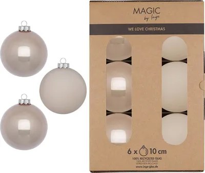 Produktbild von Weihnachtskugeln Glas 10cm 6 Stück - Fine Alabaster