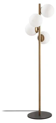 Image de Lampadaire Lampe sur pied en métal et verre doré - 32 × 32 × H 130 cm - 4 x E27 Max 40W - IP20 - Scandinave