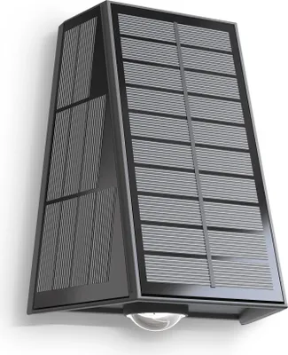 Produktbild von Calex Matera Solar Wandleuchte, warmweißes Up & Down Licht, solarbetrieben, kabellos, wasserdicht, Schwarz