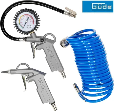 Produktbild von Güde Druckluft-Set 3-tlg. Reifenfüller Spiralschlauch Ausblaspistole