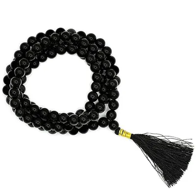 Immagine prodotto di Mala Tormalina Nera Qualità Aa 108 Perle + Borsa In Broccato - 0,6 Cm