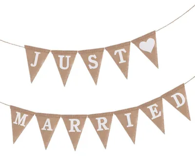 Produktbild von Girlande Just Married Jute Boho Herz 400cm für Hochzeitsempfang Fotorequisiten