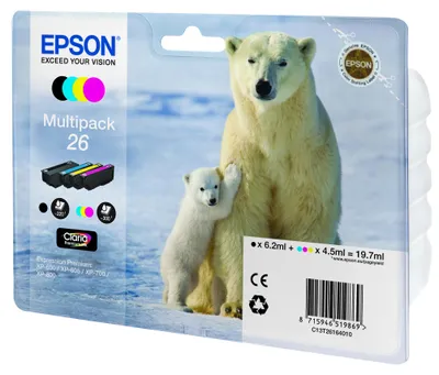 Immagine prodotto di Epson 26 Multipack - confezione da 4 - nero, giallo, ciano, magenta - originale - cartuccia d'inchiostro - per Expression Photo XP-760,
