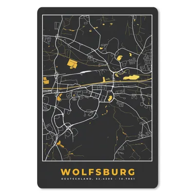 Produktbild von MuchoWow® Mauspad Mousepad Schwarz und Gold - Stadtplan - Wolfsburg - Deutschland - Karte 40x60 cm - Mousepads - Maus Mat - Pad - Mausunterlage - Schreibtisch Accesoire