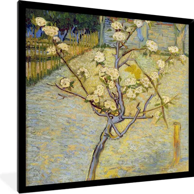 Produktbild von MuchoWow® Gerahmtes Poster Blühender Birnbaum - Vincent van Gogh 40x40 cm - Poster mit Schwarzem Bilderrahmen Wandposter Rahmen Foto Bilder - Mit Rahmen - Wanddekoration Schlafzimmer
