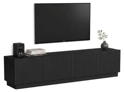 Produktbild von Dmora TV-Möbel Macherio 200x40x48h cm Schwarz, 4 Regale 8 Fächer
