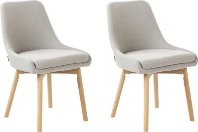 Produktbild von BELIANI Esszimmerstuhl 2er Set Hellgrau Stoffbezug Dicke Sitzkissen Helle Holzbeine Ohne Armlehnen Modern Wohnzimmer Küche Wohnküche Polsterstuhl
