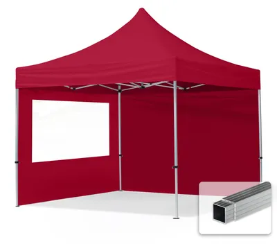Produktbild von TOOLPORT 3x3m Aluminium Faltpavillon, inkl. 2 Seitenteile, rot