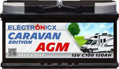 Produktbild von Electronicx Caravan Edition V2 AGM Batterie 120Ah 12V - Wohnmobil & Boot Versorgungsbatterie