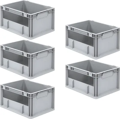 Produktbild von SparSet 5x Eurobox NextGen Insight | HxBxT 22x30x40cm | 20 Liter | Seite offen | Eurobehälter, Transportbox, Transportbehälter, Stapelbehälter