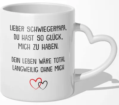 Produktbild von 22Feels Schwiegerpapa Geschenk Schwiegervater Tasse Männer Kaffeetasse Vater der Braut des Bräutigams Beste Schwiegereltern Haferl Geburtstag Weihnachten (Herzhenkel Weiss)