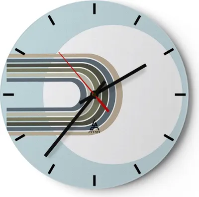 Produktbild von Wanduhr - Rund - Glasuhr - Formen Rad Linien - 40x40cm - Schleichendes Uhrwerk - Lautlos - zum Aufhängen bereit - Dekoration Modern - Wanddekoration aus Glas - C3AR40x40-4608