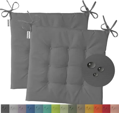 Produktbild von heimtexland 2er Pack Outdoor Stuhlkissen Sitzkissen wasserabweisend wetterfest Gartenkissen 40x40 gesteppt Gartenstuhl Gartenbank Polster Kissen UV-beständig Typ551 Anthrazit