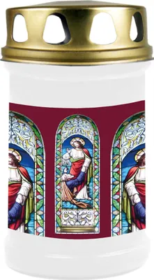 Obrázok produktu pre Hrobová sviečka biela, doba horenia: 48 hodín, motív: Window Red