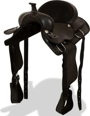 Obrázek produktu pro Westernové sedlo pro koně, set, pravá kůže 16" černé