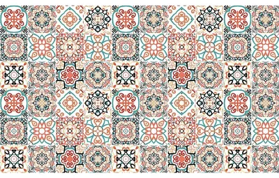 Productafbeelding van Zelfklevende tegelstickers voor keuken en badkamer – 60 cementtegels in Arcadia-stijl – 60 stickers, 15 x 15 cm