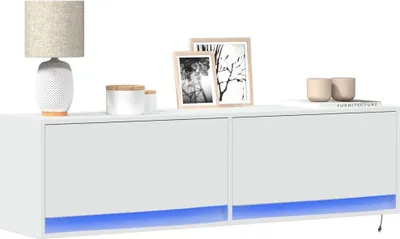 Image de Maison Exclusive - Meuble TV avec éclairage LED Blanc 140x31x38 cm