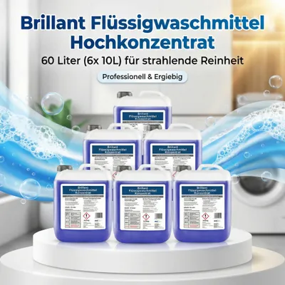 Produktbild von 60 Liter ( 6 x 10 Liter ) Brillant Flüssigwaschmittel-Gel hoch konzentriert