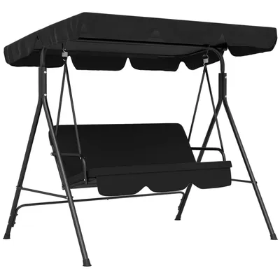 Produktbild von Hollywoodschaukel, Gartenschaukel, 3-Sitzer Schaukelbank mit verstellbarem Dach, stabile Stahlkonstruktion 172x110x153cm für Garten & Terrasse