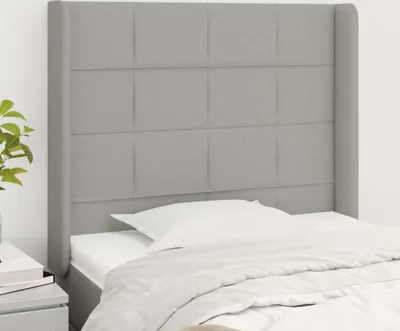Produktbild von Kopfteil mit Ohren Hellgrau 83x16x118/128 cm Stoff