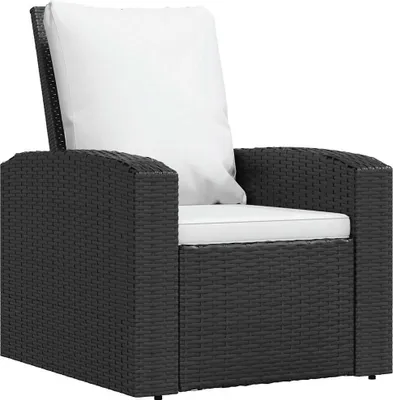 Obrázok produktu pre vidaXL Záhradné kreslo nastaviteľné s vankúšom Black Poly Rattan