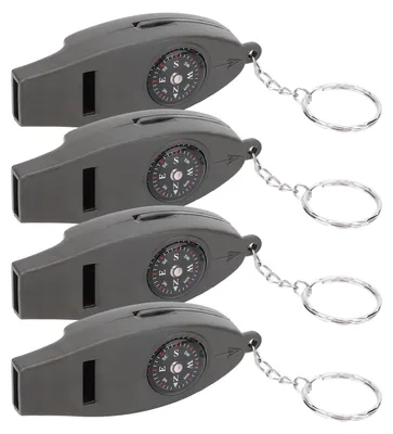 Produktbild von 4 Stück Multifunktionspfeife 4 in 1 Überleben im Freien tragbar für Lupe, Kompass, Thermometer