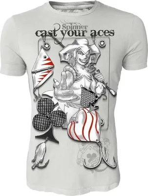 Produktbild von HOTSPOT DESIGN Spinner, Cast Your Aces, L, grau, Poker Kollektion T-Shirt, Für Angler, TS-PK01002S03