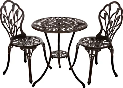 Produktbild von Tisch Set 15240C1547 stabiles Gartenmöbel Set Balkonset Bistroset Alu - Guss, Farbe:Bistroset 551 Bronze