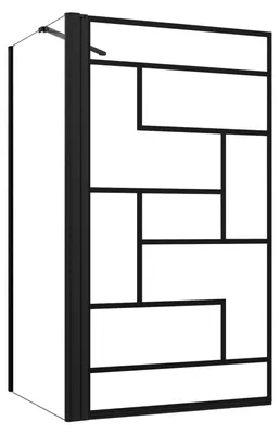 Produktbild von Duschspa 80x75x140cm Badewannen‑Duschabtrennung mit Seitenwand, schwarzes Gitter‑Muster, 180° schwenkbar, Duschtrennwand für Badewanne