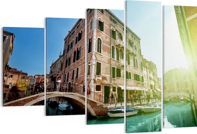 Produktbild von Bild auf Leinwand - Leinwandbild - Kanal Wasser Venedig Haus - 150x100cm - Wand Bild - Wanddeko - Leinwanddruck - Bilder - Kunstdruck - Wanddekoration - Leinwand bilder - Wandkunst - EG150x100-2725