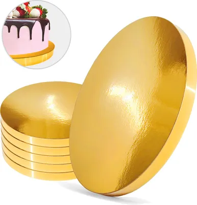 Produktbild von Cake Board Unterlage Gold 34 cm 2 cm Set 5 Stück Cake Drum Rund Premium Brand4Cake