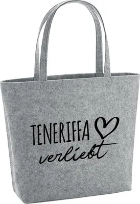 Produktbild von Huuraa Filzshopper Teneriffa verliebt 22 Liter Grey Melange Filztasche Geschenkidee