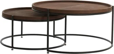 Produktbild von Light & Living - Couchtisch JAIRO - Ø79x38cm - Braun - 2er-Set