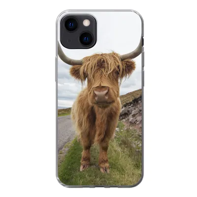 Produktbild von MuchoWow® Handyhülle Schutzhülle Hülle für iPhone 13 Schottischer Highlander - Hörner - Berg Silikon Softcase Handy Hülle - Karteninhaber