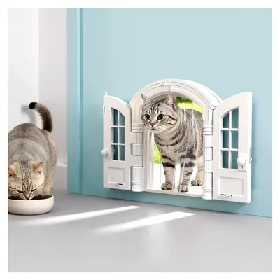 Produktbild von Katzenklappe für Innentüren und Außentüren, wetterfeste Katzentür, Hundeklappe, Außengröße (L*H): 24 * 27,3 cm, Katzentunnel für die meisten Katzen und kleinen Hunde